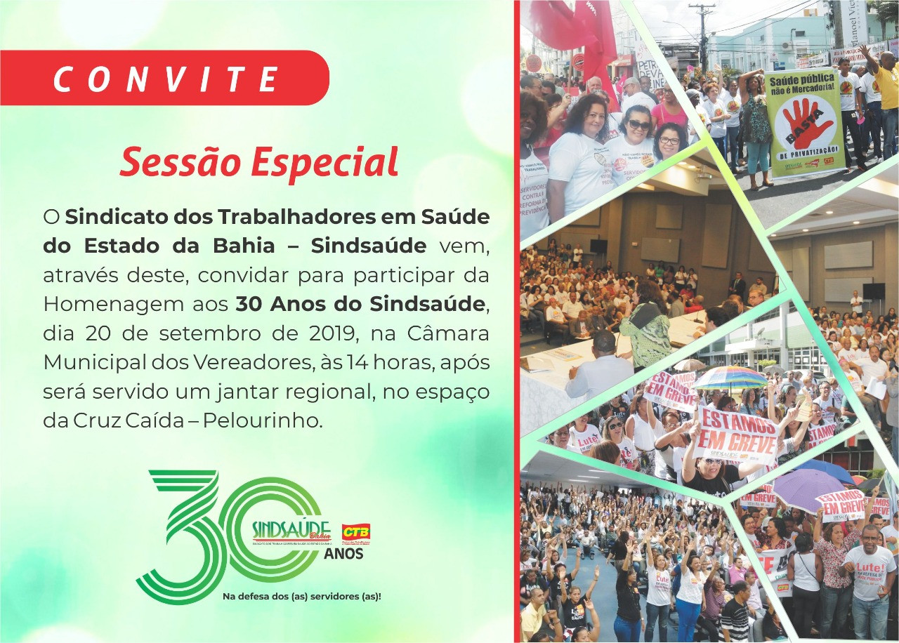 Sindsaúde-BA completa 30 anos e recebe homenagem na Câmara de Vereadores